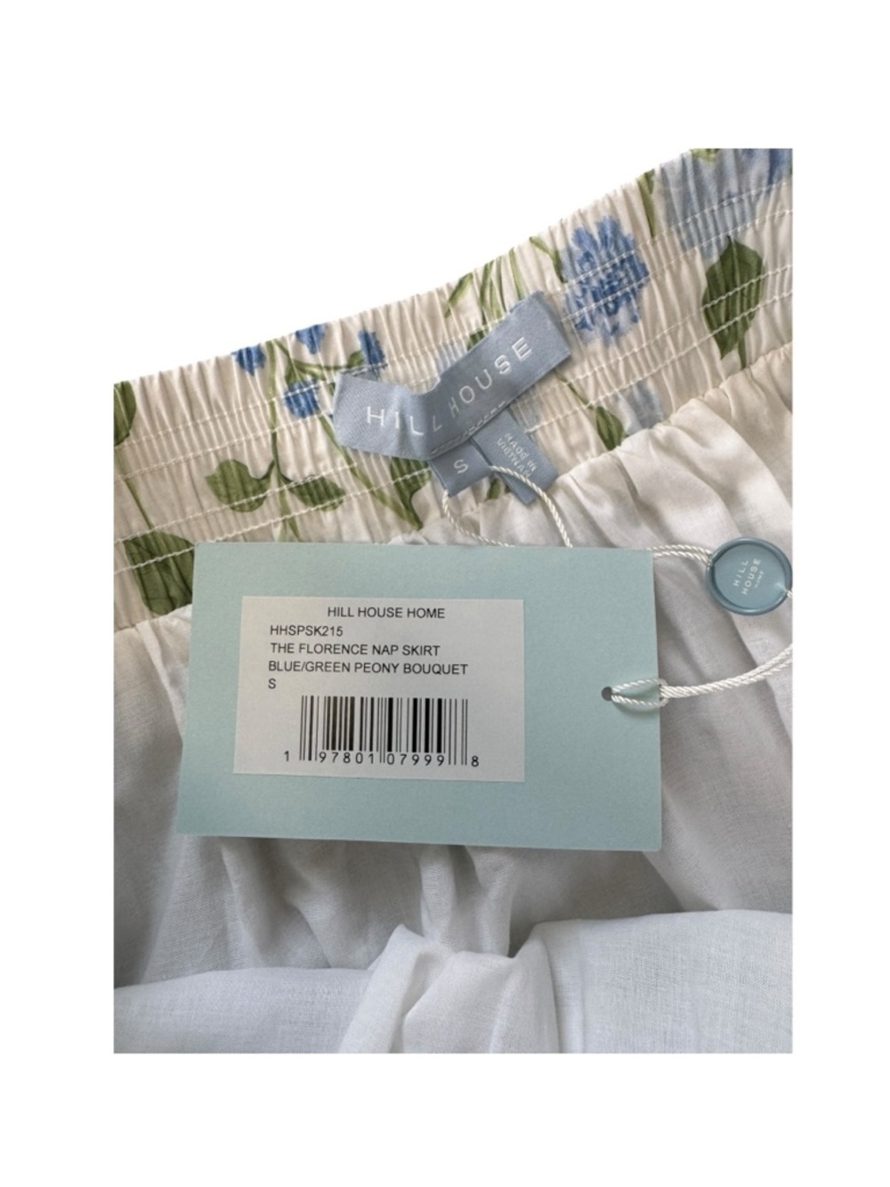 HILL HOUSE | NWT The Florence Nap Skirt in Blue/Green Peony Bouquet, Size Small - Picture 5 of 9